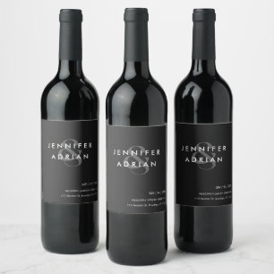Étiquette Pour Bouteilles De Vin Elégant minimaliste Eerie Noir Moderne Vin Mariage