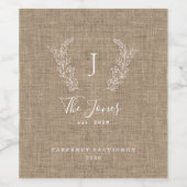 Étiquette Pour Bouteilles De Vin Élégant modèle de nom de famille monogramme (Étiquettes simples)