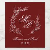 Étiquette Pour Bouteilles De Vin Elegant Monogram burgundy wine label (Étiquettes simples)