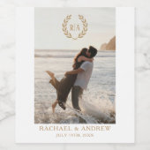 Étiquette Pour Bouteilles De Vin Élégant Monogram Mariage Gold White (Étiquettes simples)