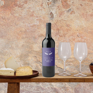 Étiquette Pour Bouteilles De Vin Élégant Monogramme Bleu Ton de Bijou