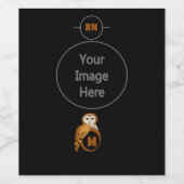 Étiquette Pour Bouteilles De Vin Élégant monogramme de Chouette d'Écorce (Étiquettes simples)