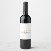 Étiquette Pour Bouteilles De Vin Élégant Monogramme d'or noir élégant Nom du script (Devant)