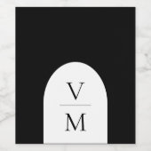 Étiquette Pour Bouteilles De Vin Élégant Monogramme Mariage noir (Étiquettes simples)