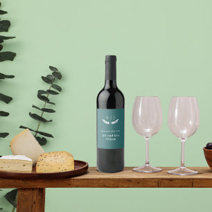 Étiquette Pour Bouteilles De Vin Élégant Monogramme vert Joyau Tone