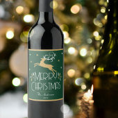 Étiquette Pour Bouteilles De Vin Élégant Noël Reindeer Festive Forêt verte
