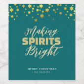 Étiquette Pour Bouteilles De Vin Élégant Noël Vert & Or (Étiquettes simples)