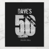 Étiquette Pour Bouteilles De Vin Élégant Noir 50e N'importe quel âge Bouteille de f (Étiquettes simples)