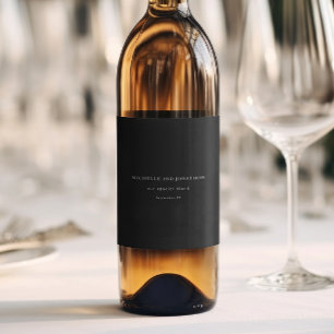 Étiquette Pour Bouteilles De Vin Elégant noir & blanc Mariage de calligraphie moder
