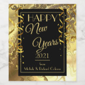 Étiquette Pour Bouteilles De Vin Élégant noir et or (Étiquettes simples)