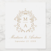 Étiquette Pour Bouteilles De Vin Elégant or Chinoiserie Crest Monogram Mariage (Étiquettes simples)