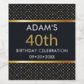 Étiquette Pour Bouteilles De Vin Elégant Personnalisé 40e Anniversaire Or (Étiquettes simples)