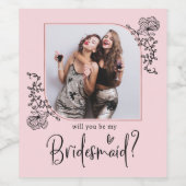 Étiquette Pour Bouteilles De Vin Elegant Photo Bridesmaid Proposal  (Étiquettes simples)