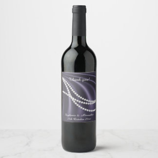 ÉTIQUETTE POUR BOUTEILLES DE VIN ÉLÉGANT POURPULAIRE PEARL SATIN PERSONNALISABLE