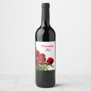 Étiquette Pour Bouteilles De Vin Élégant romantique Bouquet de Rose rouge Monogramm
