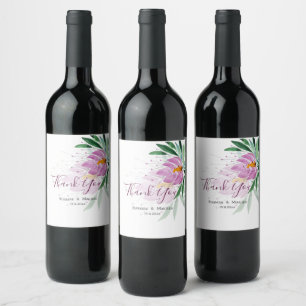 Étiquette Pour Bouteilles De Vin Elégant romantique Lilac Lotus Aquarelle Art