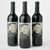 Étiquette Pour Bouteilles De Vin Élégant & Rose Blanche Romantique Personnalisé (Bouteilles)