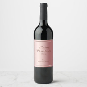 Étiquette Pour Bouteilles De Vin Élégant Rose Gold Joyeux Noël personnalisé