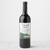 Étiquette Pour Bouteilles De Vin Élégant Rose Mariage émeraude vert Merci (Devant)