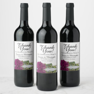 Étiquette Pour Bouteilles De Vin Élégant Rose Mariage Merci