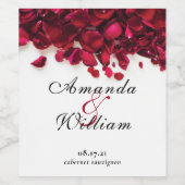 Étiquette Pour Bouteilles De Vin Élégant Rose Pétales Mariage (Étiquettes simples)