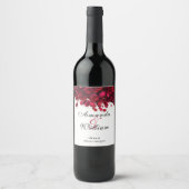 Étiquette Pour Bouteilles De Vin Élégant Rose Pétales Mariage (Devant)