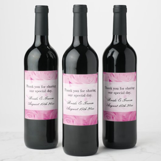 Étiquette Pour Bouteilles De Vin Élégant rose rose modèle mariage (Bouteilles)