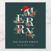 Étiquette Pour Bouteilles De Vin Élégant Rouge Vert Blanc Joyeux Noël Folio (Étiquettes simples)