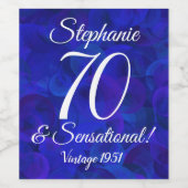 Étiquette Pour Bouteilles De Vin Elégant Royal Blue 70 et Anniversaire sensationnel (Étiquettes simples)