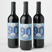 Étiquette Pour Bouteilles De Vin Elégant Royal Blue Diamond 90e anniversaire (Bouteilles)