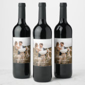 Étiquette Pour Bouteilles De Vin élégant script classique mariage photo merci (Bouteilles)
