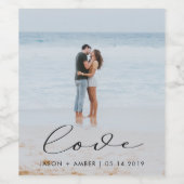 Étiquette Pour Bouteilles De Vin Élégant script d'amour photo mariage (Étiquettes simples)