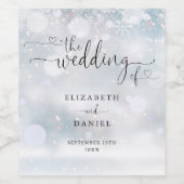 Étiquette Pour Bouteilles De Vin Élégant script de coeur Mariage hivernal (Étiquettes simples)