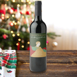 Étiquette Pour Bouteilles De Vin Elégant script de Noël Citation Couleur personnali