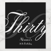 Étiquette Pour Bouteilles De Vin Élégant Script, fête du 30e anniversaire (Étiquettes simples)