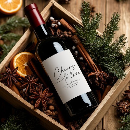 Étiquette Pour Bouteilles De Vin Élégant script moderne "Cheval to Love" Mariage Wi