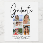 Étiquette Pour Bouteilles De Vin Élégant Script Multi Photo Graduate (Étiquettes simples)