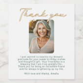 Étiquette Pour Bouteilles De Vin Élégant script photo Anniversaire Merci (Étiquettes simples)