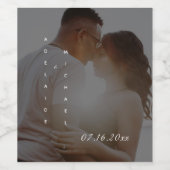 Étiquette Pour Bouteilles De Vin Élégant Script Simple Black Custom Wedding Photo (Étiquettes simples)