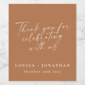 Étiquette Pour Bouteilles De Vin Élégant script tendance en terre cuite Merci perso (Étiquettes simples)