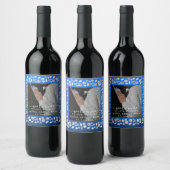 Étiquette Pour Bouteilles De Vin Elégant Silver Blue Heart Diamond Parties scintill (Bouteilles)