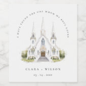 Étiquette Pour Bouteilles De Vin Élégant simple catholique Mariage de l'église aqua (Étiquettes simples)