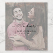 Étiquette Pour Bouteilles De Vin Élégant simple photo Mariage moderne (Étiquettes simples)