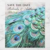 Étiquette Pour Bouteilles De Vin Élégant Turquoise Peacock Feather Enregistrer la d (Étiquettes simples)