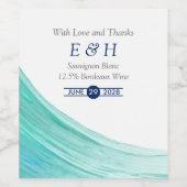 Étiquette Pour Bouteilles De Vin Elégant Turquoise Tides Beach Mariage (Étiquettes simples)