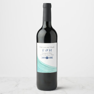 Étiquette Pour Bouteilles De Vin Elégant Turquoise Tides Beach Mariage