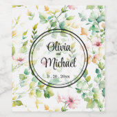 Étiquette Pour Bouteilles De Vin Elégant vert fleurs sauvages d'aquarelle (Étiquettes simples)