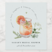 Étiquette Pour Bouteilles De Vin Élégant Vert Sarcelle Orange Cocktail Shower de Ma (Étiquettes simples)