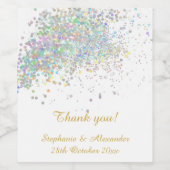 ÉTIQUETTE POUR BOUTEILLES DE VIN ÉLÉGANT VIN PLAT HOLOGRAPHIQUE BLANC GOLD PASTEL (Étiquettes simples)