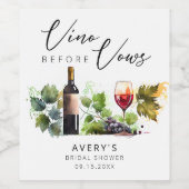 Étiquette Pour Bouteilles De Vin Élégant Vino avant Vows Fête des mariées (Étiquettes simples)